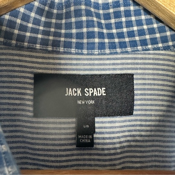 Jack Spade Blue Check Button Down Shirt Size Large - Picture 4 of 7